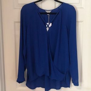 Belle Sky NWT blouse w/ crisis cross neck straps
